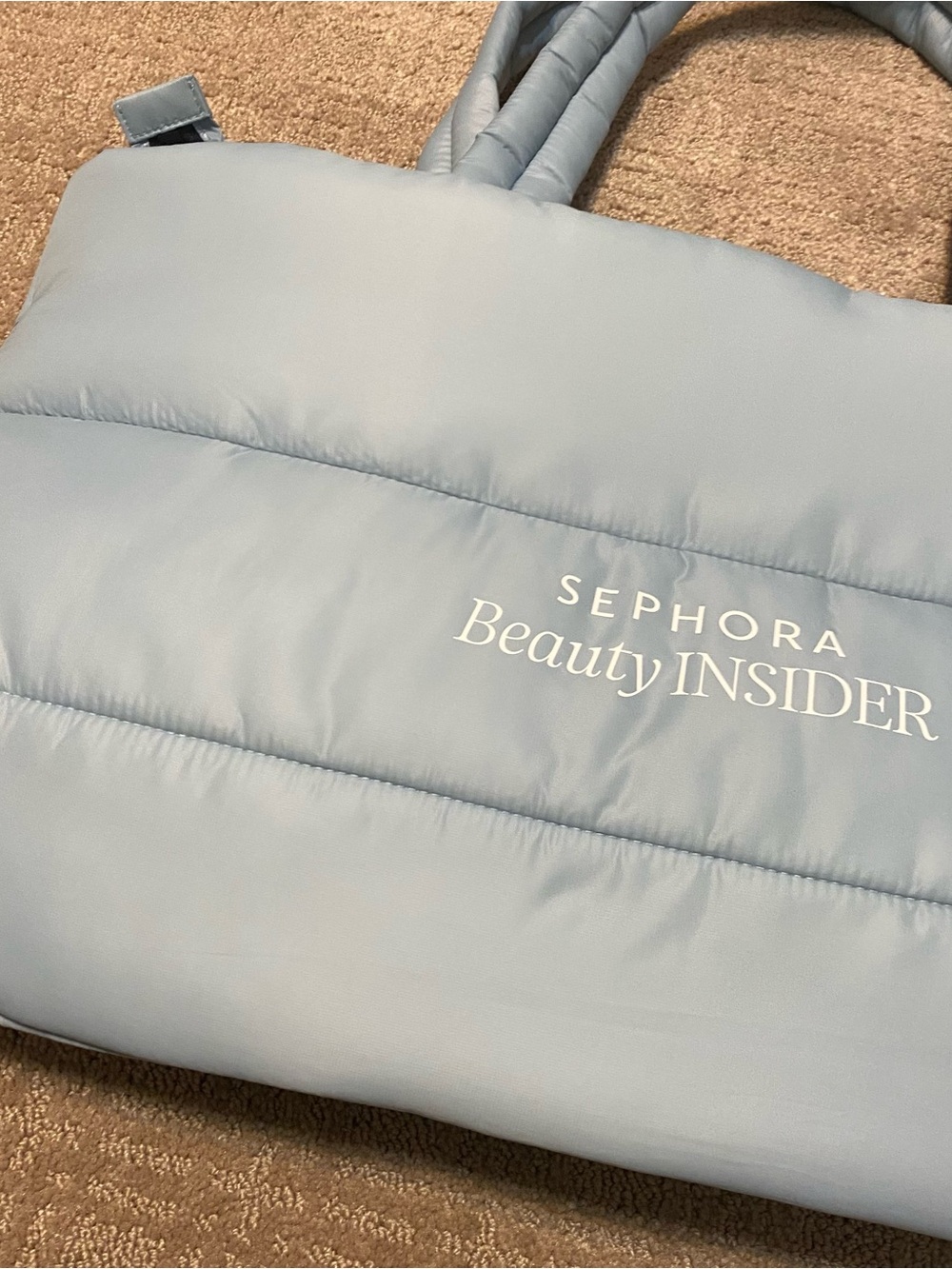 New {Sephora | Beauty Insider} Light Blue Quilted Tote Bag - Picture 4 of 14